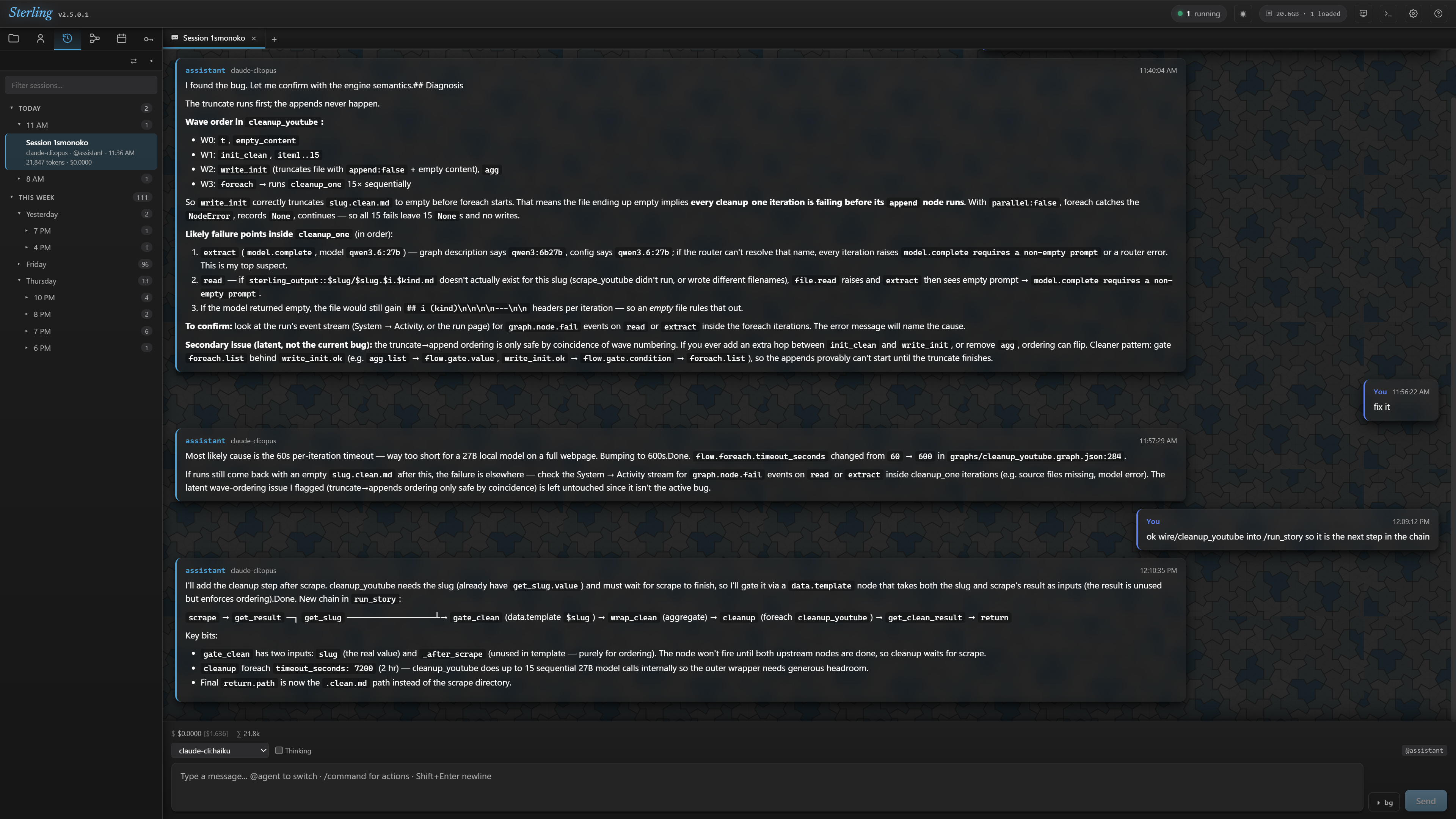 Sterling v2 — multi-tab chat with history panel