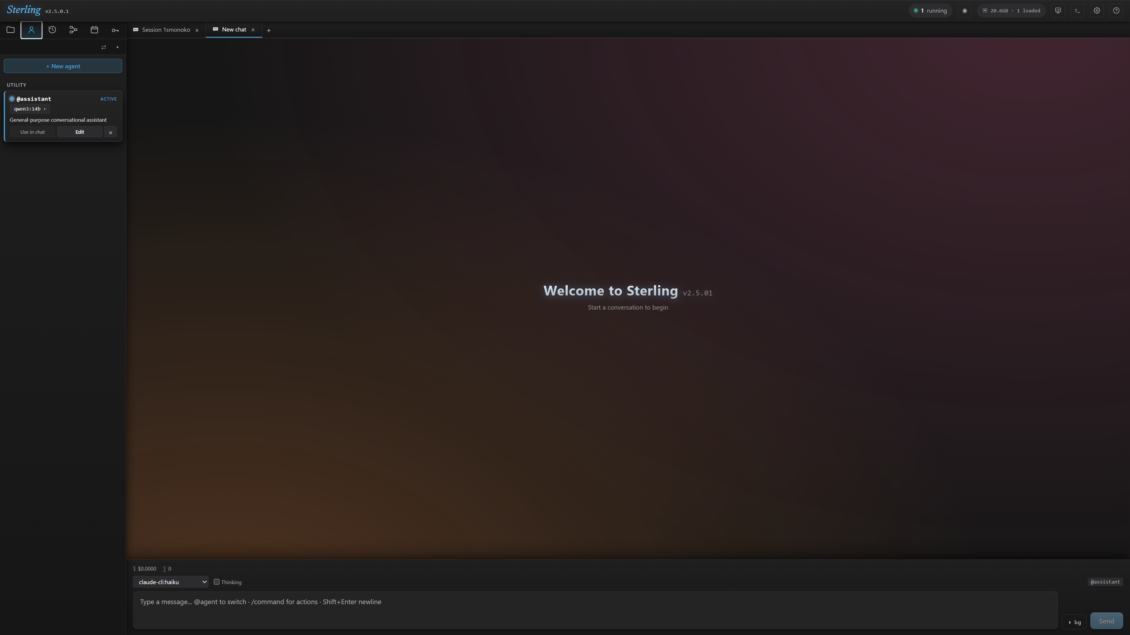 Sterling start screen