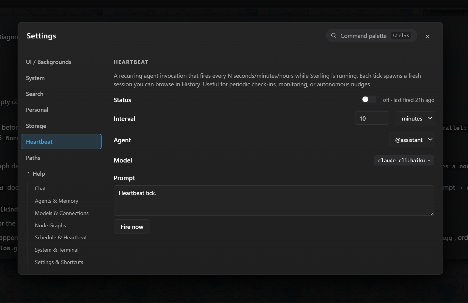 Heartbeat settings