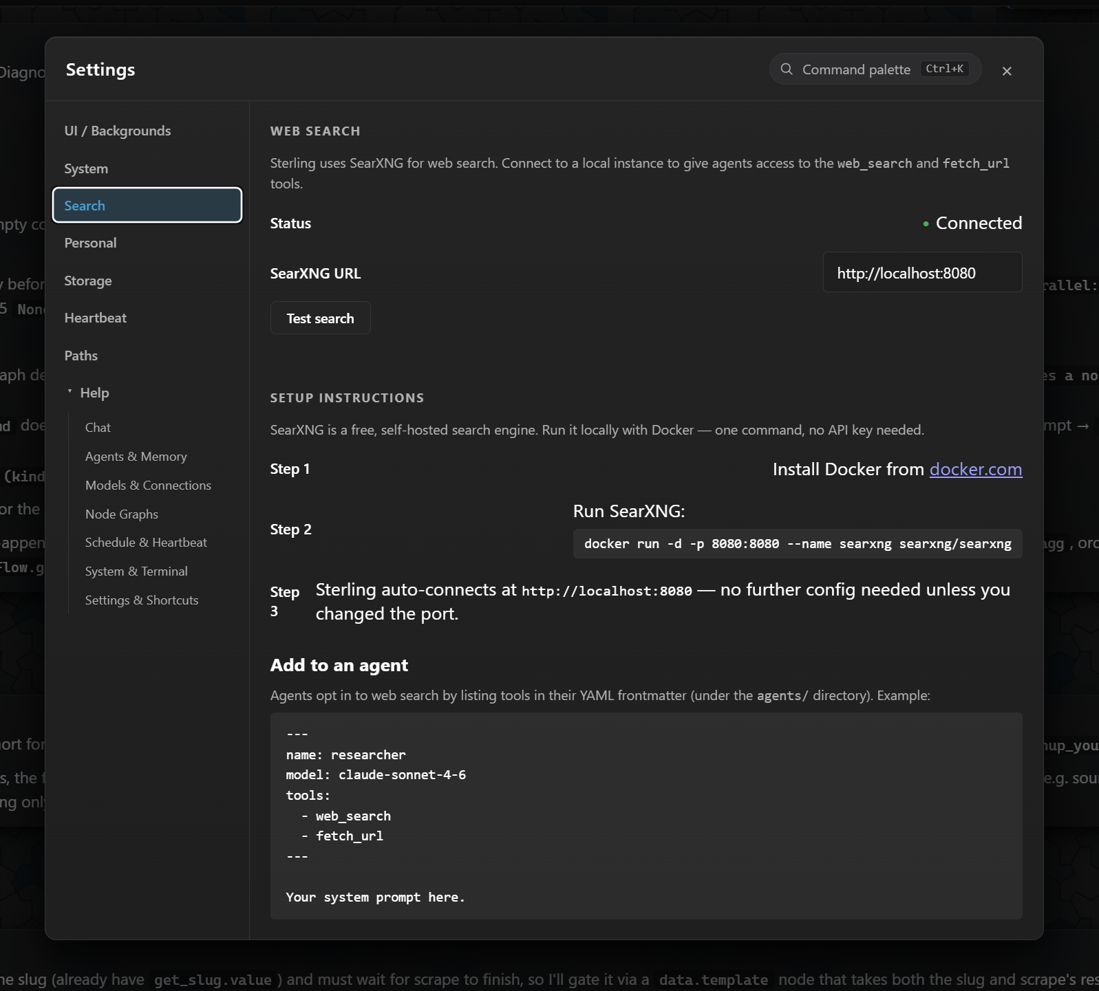 Search settings