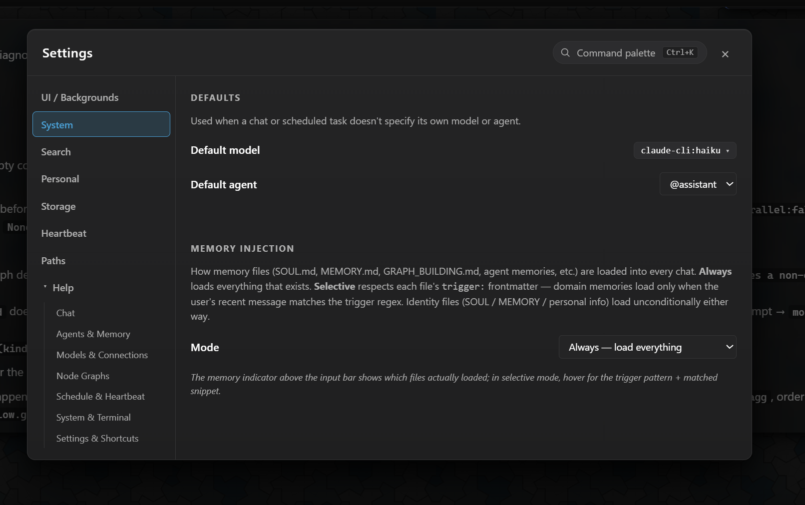 System settings